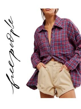 NWT Free People Cardiff Plaid Button Up Shirt